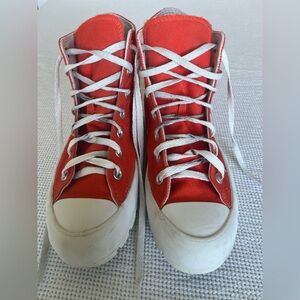 Converse Orange and White High-Top Sneakers
